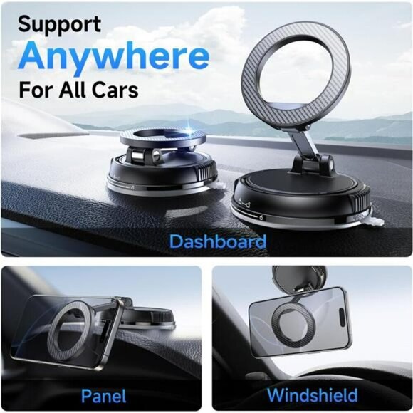 Car Phone Holder for Magsafe 78+LBS Strongest Suction & 2400gf Strongest Magnet - Picture 2 of 7
